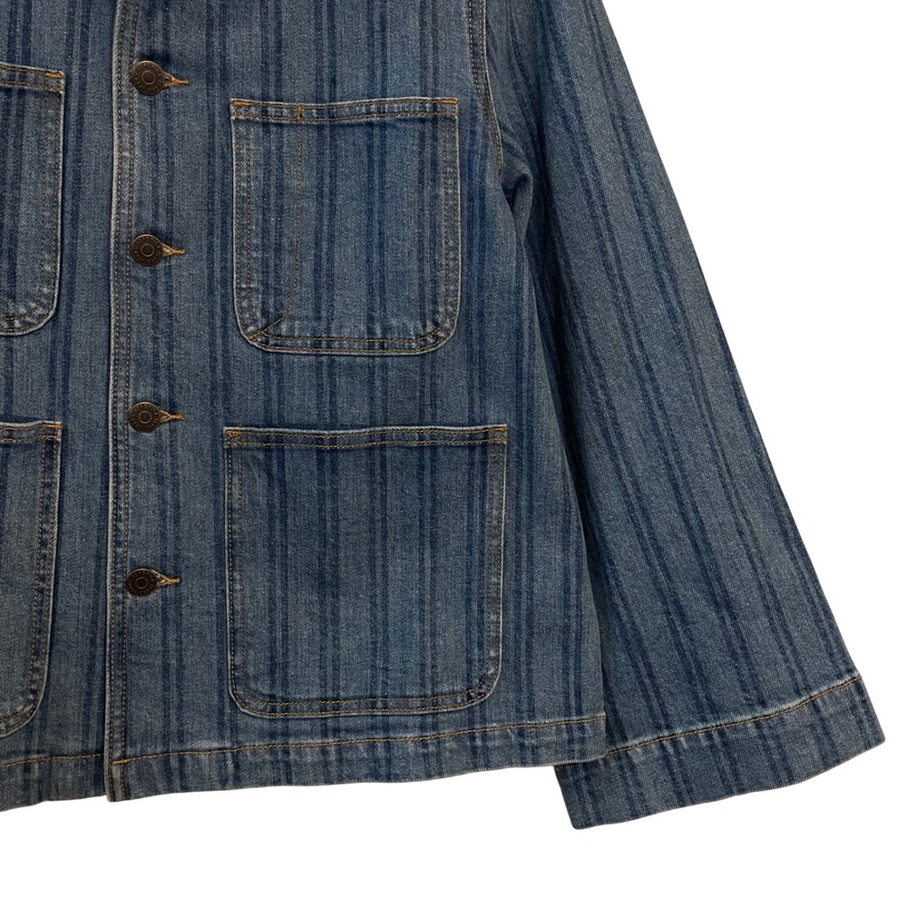 Veronica Beard Dahl Denim Jacket Size Medium Sapphire Stripe Chic Oversized Boxy - Picture 13 of 16
